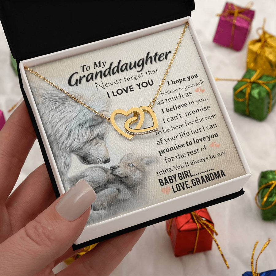 You’ll Always Be My Baby Girl 18K Rose Gold Interlocking Hearts Necklace Jewelry Perfect Gift for Granddaughter Birthday