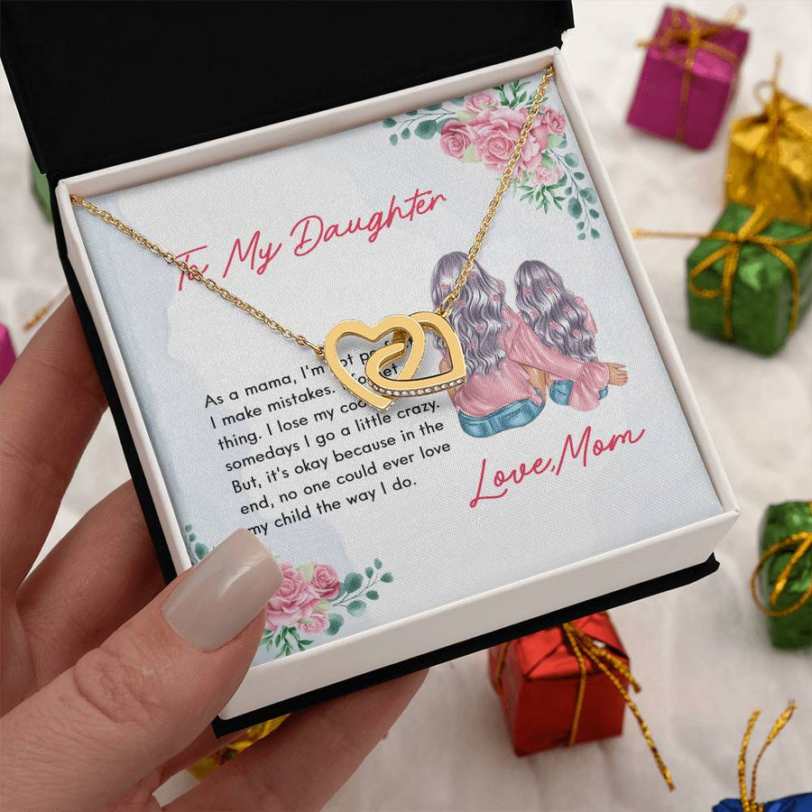 In The End No One Could Ever Love My Child The Way I Do 18K Rose Gold Interlocking Hearts Necklace Jewelry Special Gift for Daughter from Mom