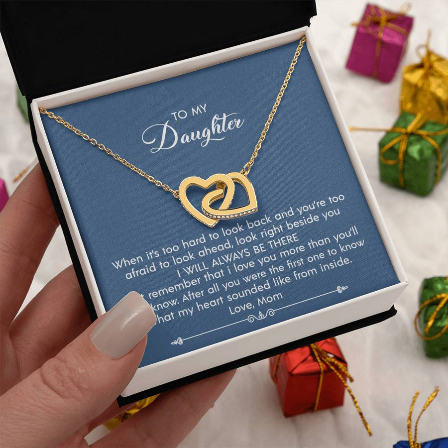 First To Know My Heart From Inside 18K Rose Gold Interlocking Hearts Necklace Jewelry – Special Birthday Gift for Daughter from Mom