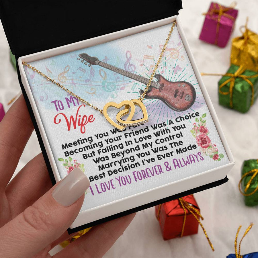 Marrying You Was The Best Decision I’ve Ever Made 18K Rose Gold Interlocking Hearts Necklace Jewelry Beautiful Anniversary Gift for Bass Player’s Wife