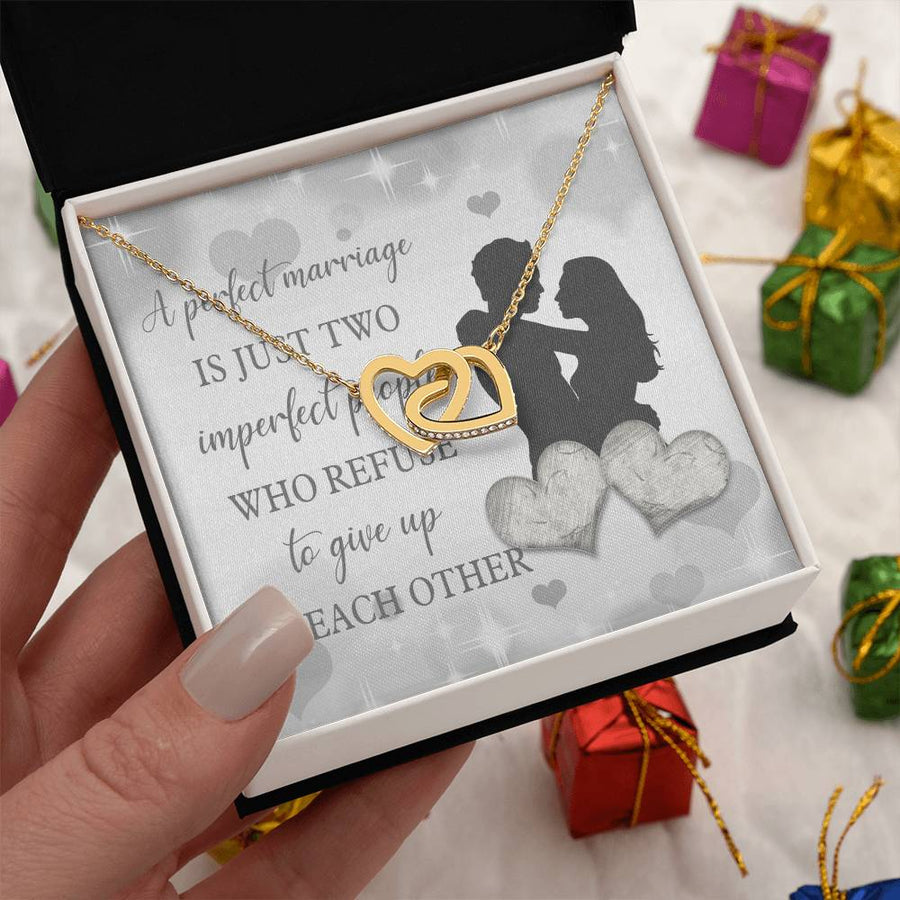 Refuse To Give Up On Each Other 18K Rose Gold Interlocking Hearts Necklace Jewelry – Special Wedding Anniversary Gift