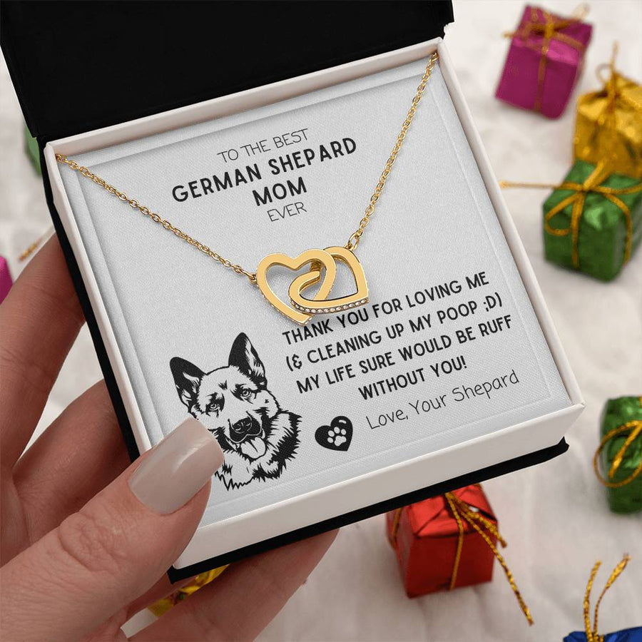To The Best German Shepard Mom Ever 18K Rose Gold Interlocking Hearts Necklace Jewelry Unique Dog Mom Birthday Gift