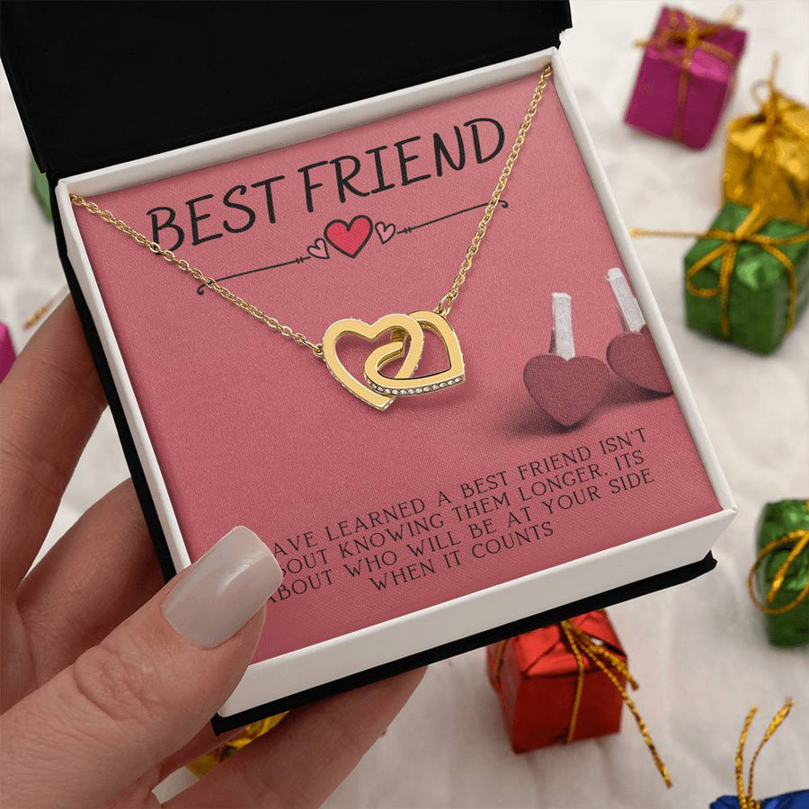 Who Will Be At Your Side When It Counts 18K Rose Gold Interlocking Hearts Necklace Jewelry Unique Best Friend Gift