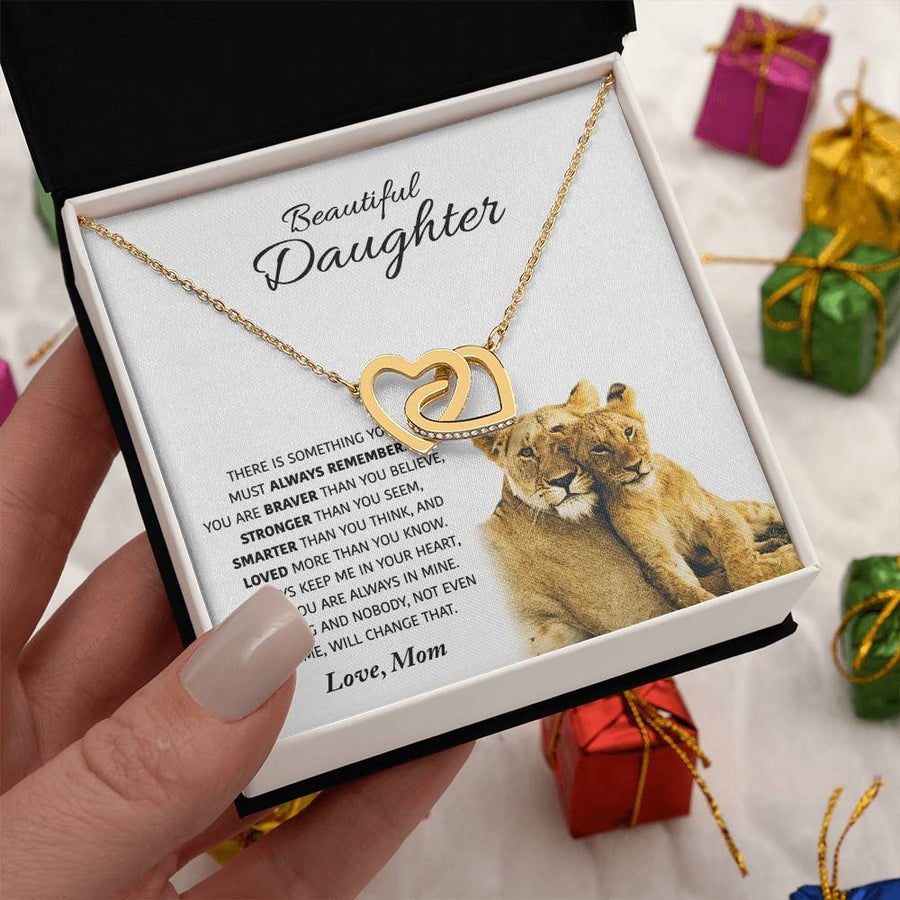 You Are Always In Mine 18K Rose Gold Interlocking Hearts Necklace Jewelry Perfect Gift for Daughter Birthday from Mom