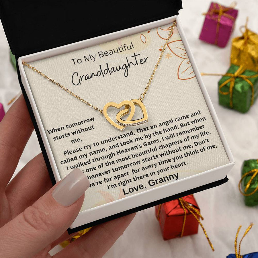When Tomorrow Starts Without Me 18K Rose Gold Interlocking Hearts Necklace Jewelry Sentimental Gift for Granddaughter Memorial from Granny
