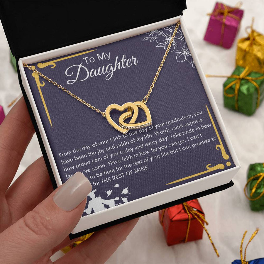 Have Faith In How Far You Can Go 18K Rose Gold Interlocking Hearts Necklace Jewelry Perfect Gift for Daughter Graduation