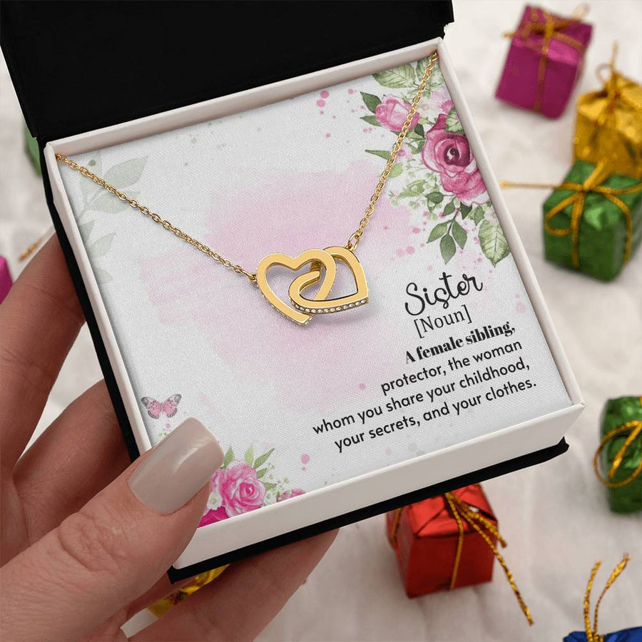 Share Your Childhood Your Secrets And Your Clothes 18K Rose Gold Interlocking Hearts Necklace Jewelry – Beautiful Birthday Gift for Sister from Sister