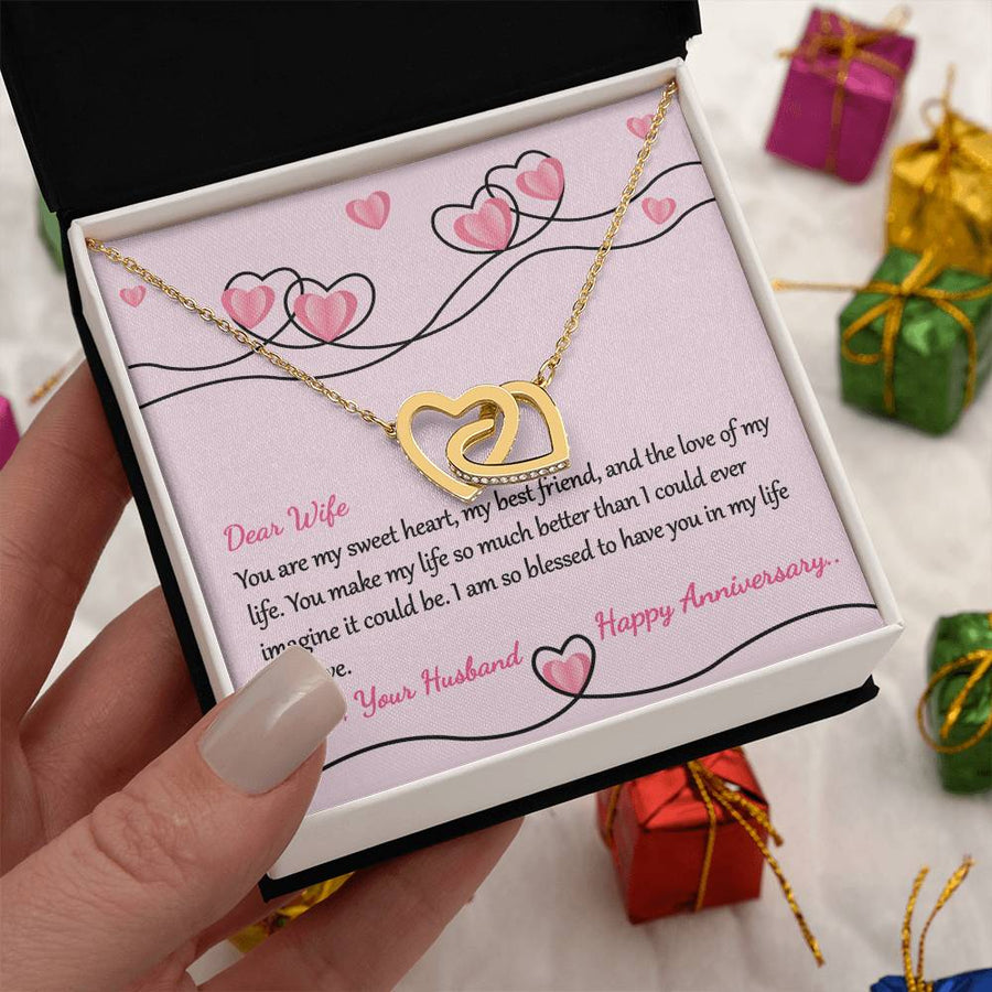 So Much Better Than I Could Ever Imagine 18K Rose Gold Interlocking Hearts Necklace Jewelry Special Gift for Wife Anniversary from Husband