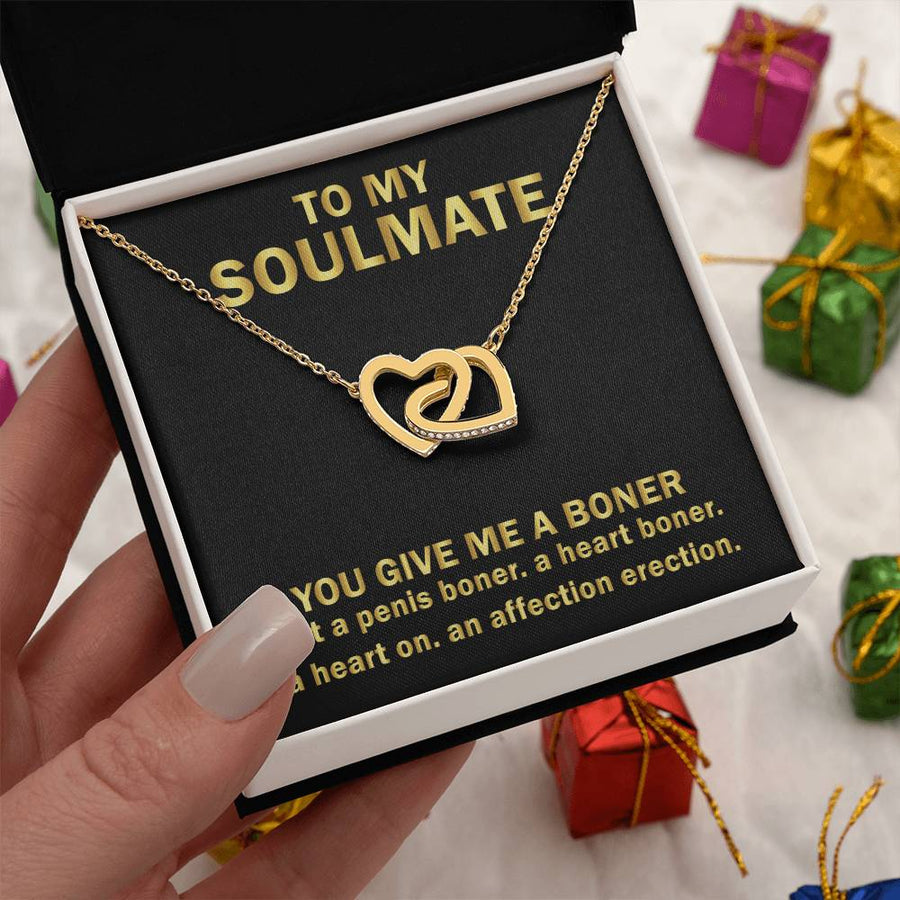 A Heart On An Affection Erection 18K Rose Gold Interlocking Hearts Necklace Jewelry – Humorous Anniversary Gift for Wife from Husband