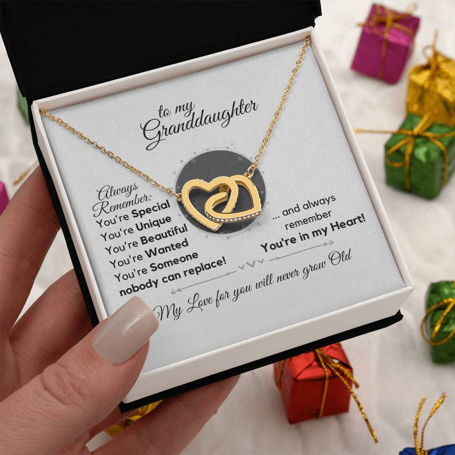 Always Remember You’re Special Unique Beautiful 18K Rose Gold Interlocking Hearts Necklace Jewelry Perfect Gift for Granddaughter Birthday