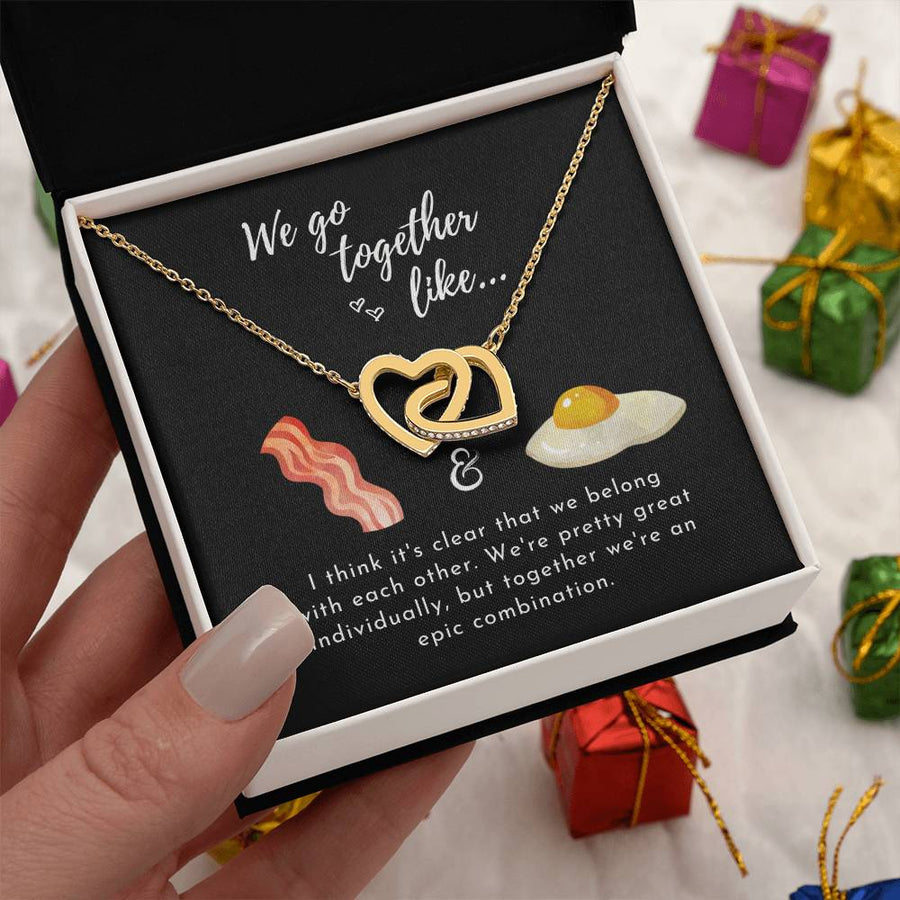 Like Bacon And Eggs 18K Rose Gold Interlocking Hearts Necklace Jewelry Special Gift for Couple Anniversary