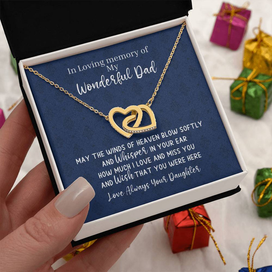 In Loving Memory Of My Wonderful Dad 18K Rose Gold Interlocking Hearts Necklace Jewelry Remembrance Gift for Dad from Daughter