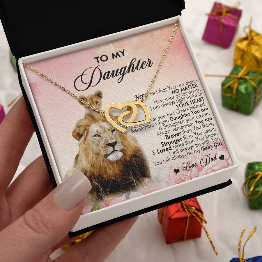 Never Feel That You Are Alone 18K Rose Gold Interlocking Hearts Necklace Jewelry Beautiful Gift for Daughter Birthday from Dad