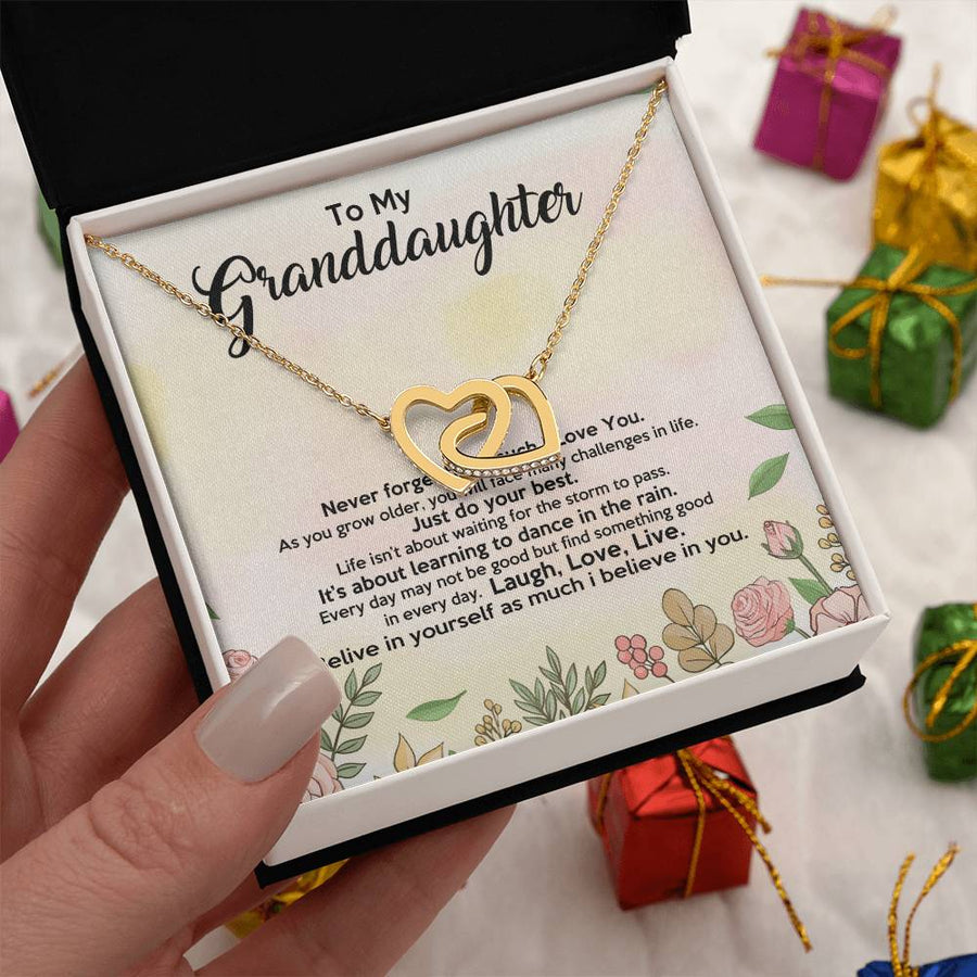 Believe In Yourself As Much As I Believe In You 18K Rose Gold Interlocking Hearts Necklace Jewelry – Perfect Granddaughter Gift from Grandma
