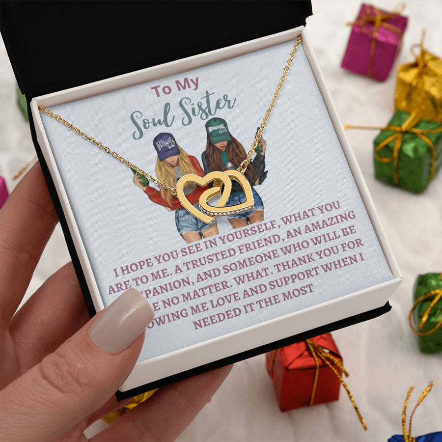 Trusted Friend Amazing Companion Always There 18K Rose Gold Interlocking Hearts Necklace Jewelry Special Gift for Soul Sister Birthday