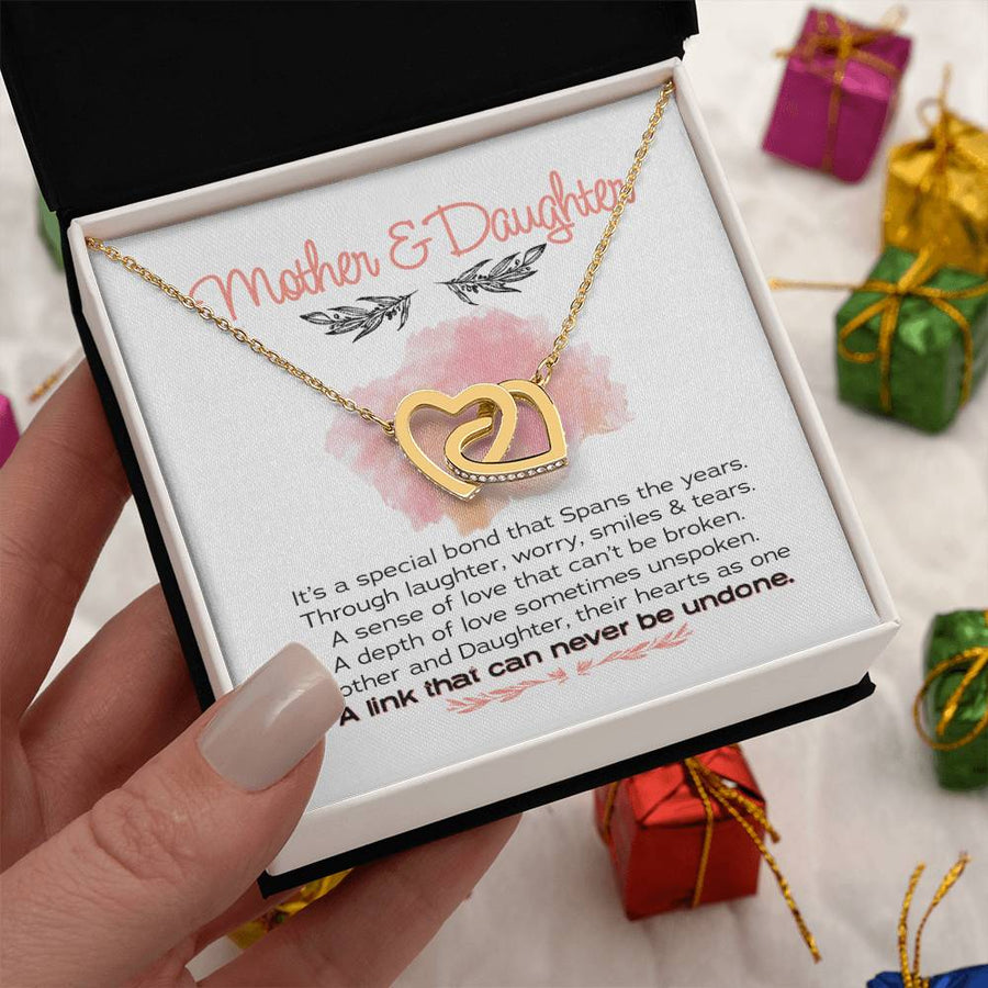 A Link That Can Never Be Undone 18K Rose Gold Interlocking Hearts Necklace Jewelry Special Gift for Mom From Daughter
