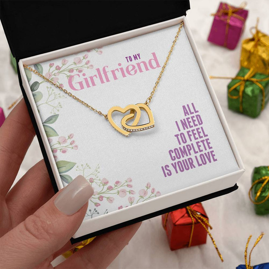 Feeling Complete Thanks To Your Love 18K Rose Gold Interlocking Hearts Necklace Jewelry Beautiful Gift for Girlfriend