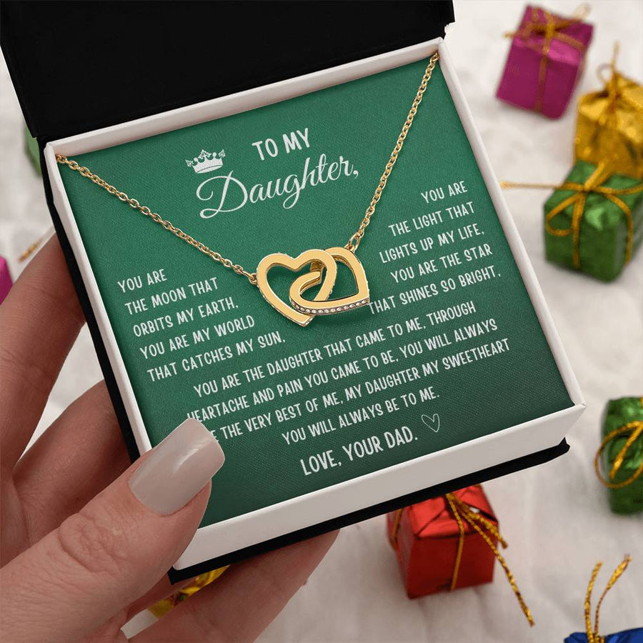 Lights Up My Life Star That Shines So Bright 18K Rose Gold Interlocking Hearts Necklace Jewelry Special Gift for Daughter Birthday from Dad