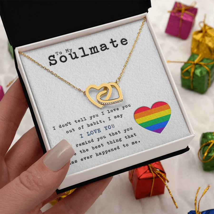 Don’t Tell You I Love You Out of Habit 18K Rose Gold Interlocking Hearts Necklace Jewelry – Beautiful Gift for Soulmate Anniversary