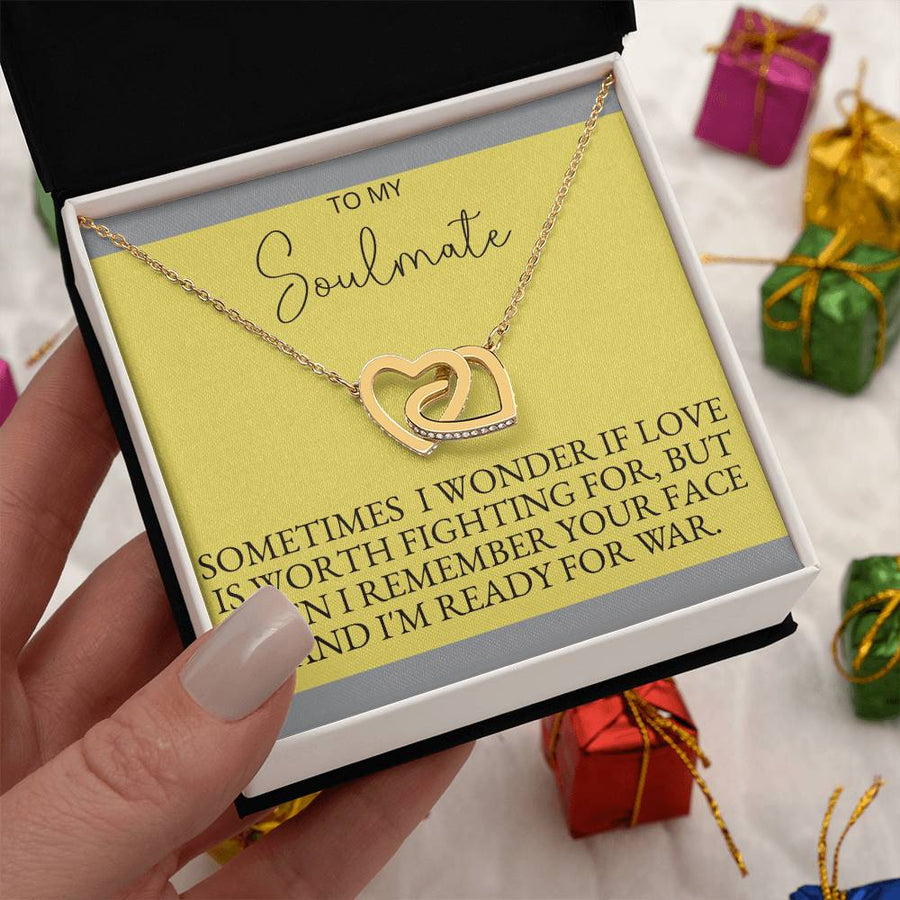 Sometimes I Wonder If Love Is Worth Fighting For 18K Rose Gold Interlocking Hearts Necklace Jewelry Romantic Gift for Wife Anniversary