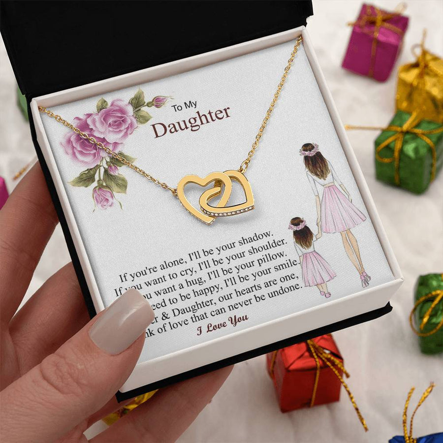 If You Want to Cry I'll Be Your Shoulder 18K Rose Gold Interlocking Hearts Necklace Jewelry Perfect Gift for Daughter Birthday from Mom