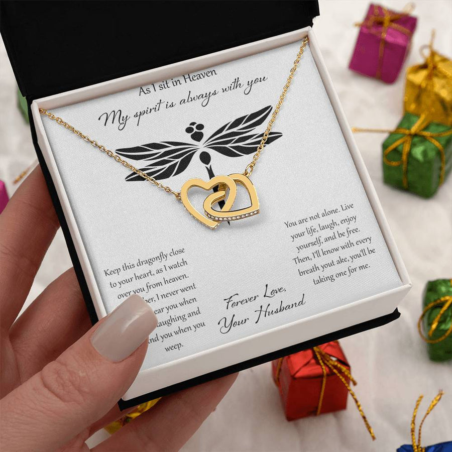 My Spirit Is Always With You 18K Rose Gold Interlocking Hearts Necklace Jewelry Memorial Gift from Husband