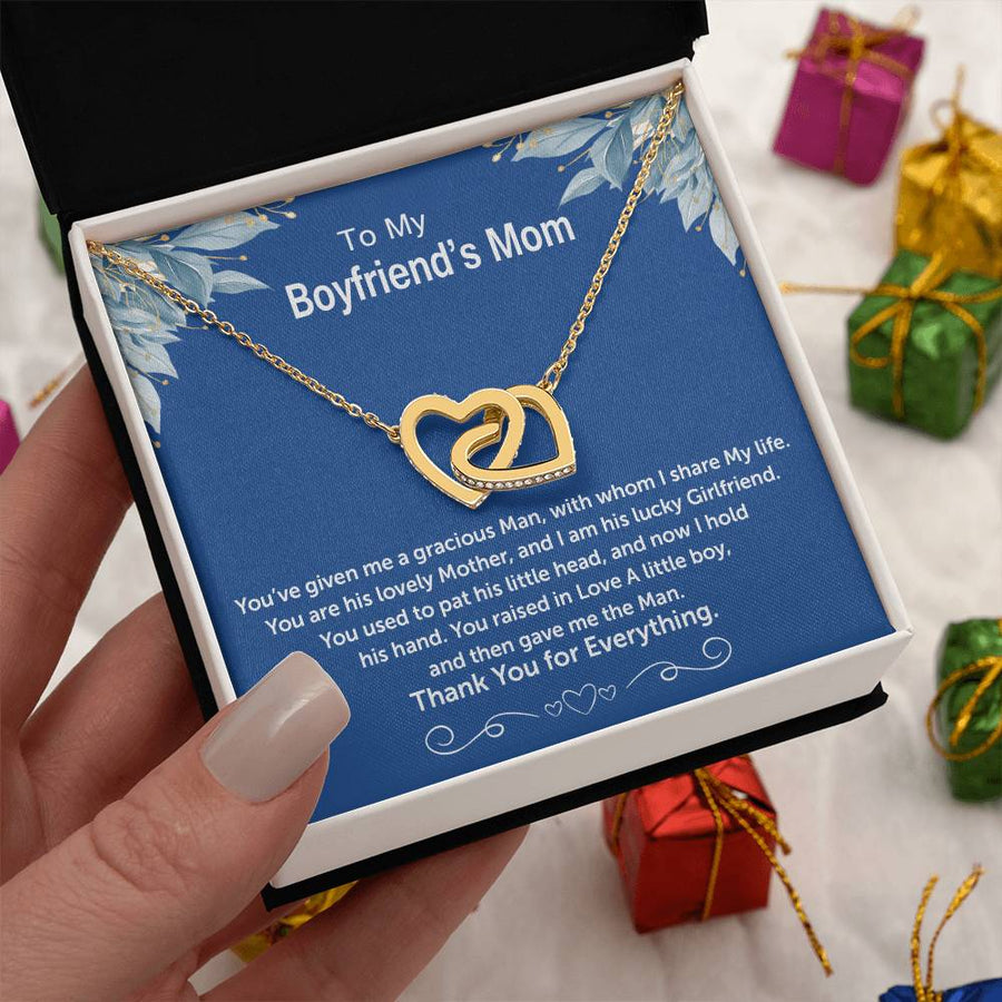 You Raised In Love A Little Boy And Gave Me The Man 18K Rose Gold Interlocking Hearts Necklace Jewelry – Special Thank You Gift for Boyfriend’s Mom from Girlfriend