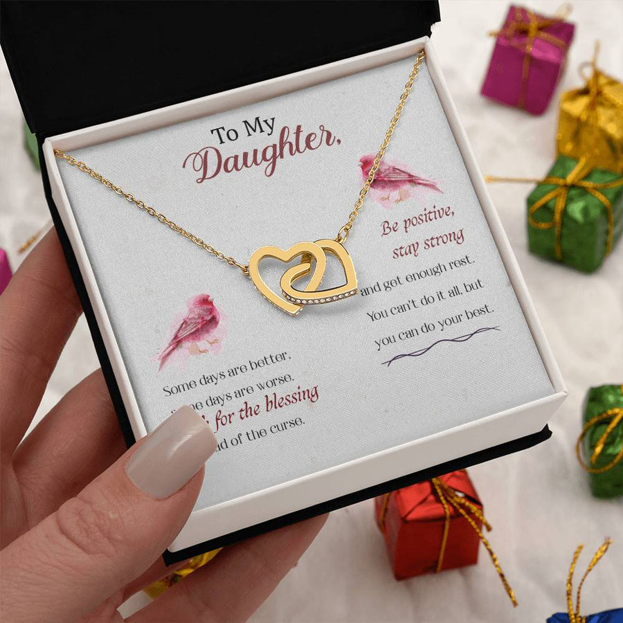 Look For The Blessing Instead Of The Curse 18K Rose Gold Interlocking Hearts Necklace Jewelry Encouragement Gift for Daughter Birthday