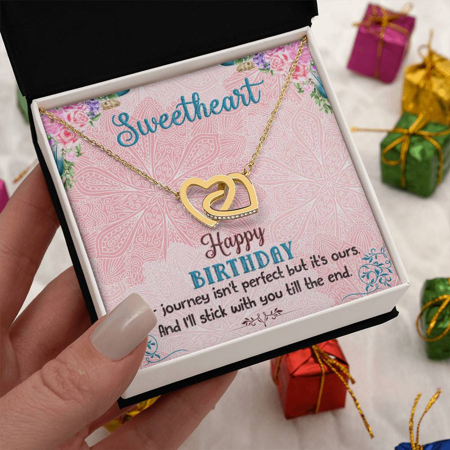 Our Journey Is Ours to Cherish 18K Rose Gold Interlocking Hearts Necklace Jewelry Romantic Gift for Sweetheart Birthday from Your Love