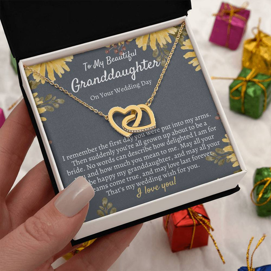 Bride Today, Loved Always Granddaughter 18K Rose Gold Interlocking Hearts Necklace Jewelry Emotional Wedding Gift from Grandma