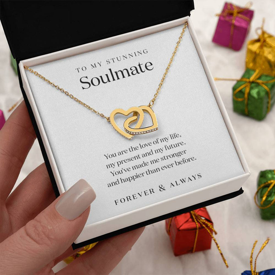 Forever And Always With The One I Love 18K Rose Gold Interlocking Hearts Necklace Jewelry Romantic Gift for Wife Anniversary