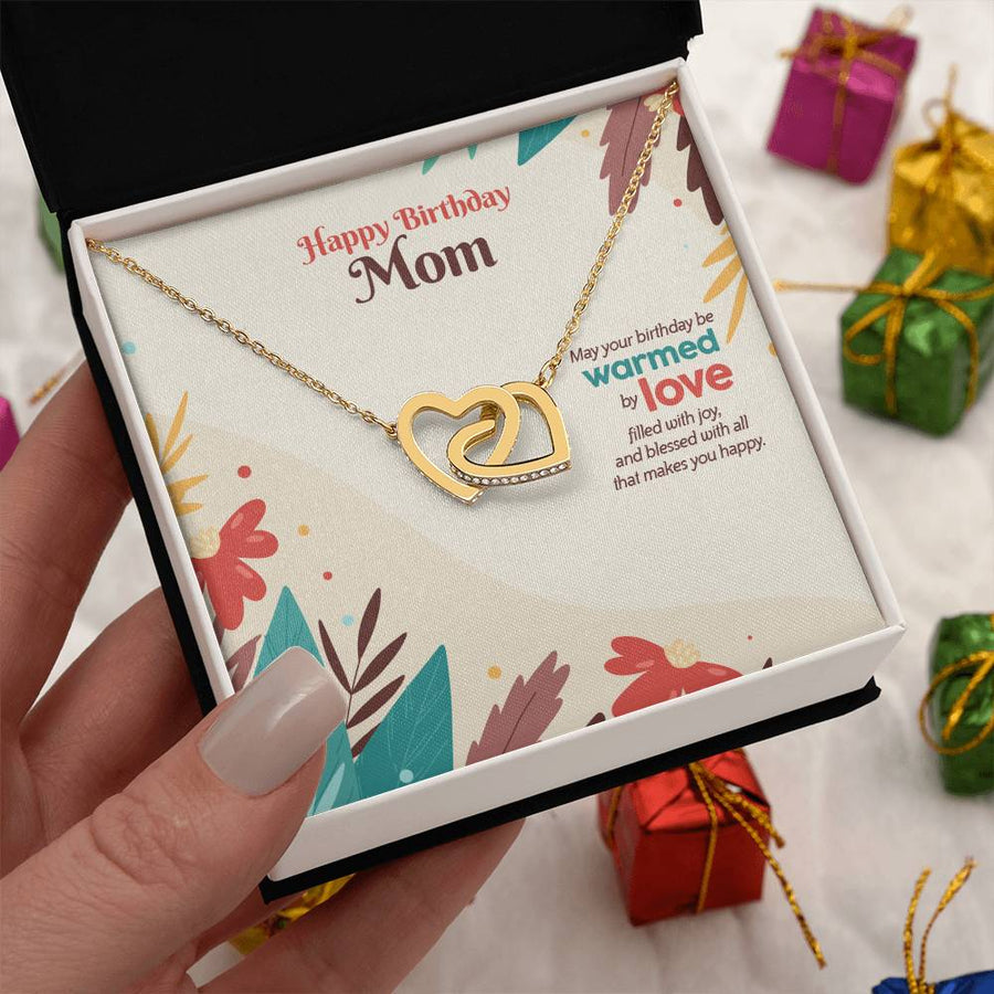 Filled With Joy And Blessings 18K Rose Gold Interlocking Hearts Necklace Jewelry Perfect Gift for Mom Birthday