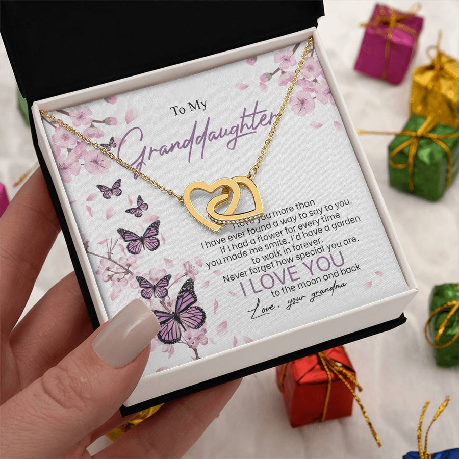 How Special You Are Granddaughter 18K Rose Gold Interlocking Hearts Necklace Jewelry Heartfelt Birthday Gift for Granddaughter