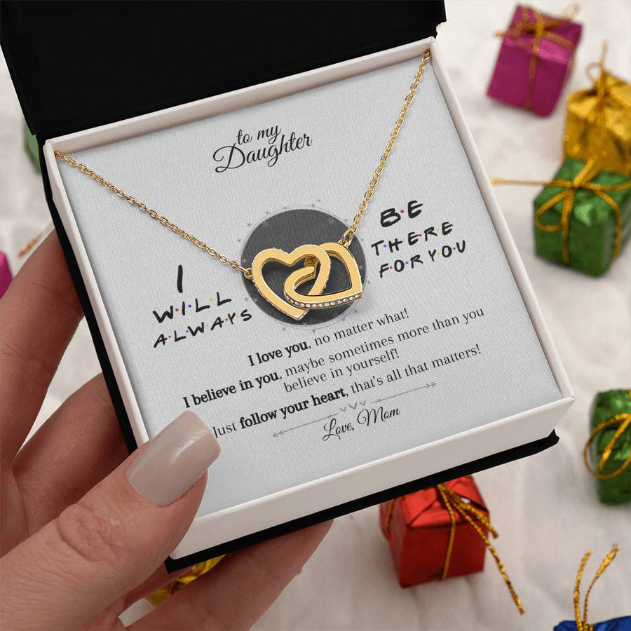 Your Heart That's All That Matters 18K Rose Gold Interlocking Hearts Necklace Jewelry – Inspirational Gift for Daughter