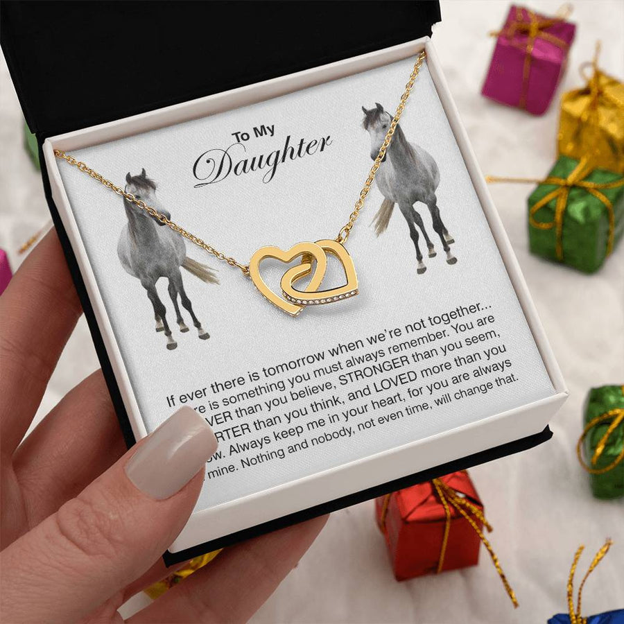 When We’re Not Together 18K Rose Gold Interlocking Hearts Necklace Jewelry Beautiful Gift for Daughter Birthday