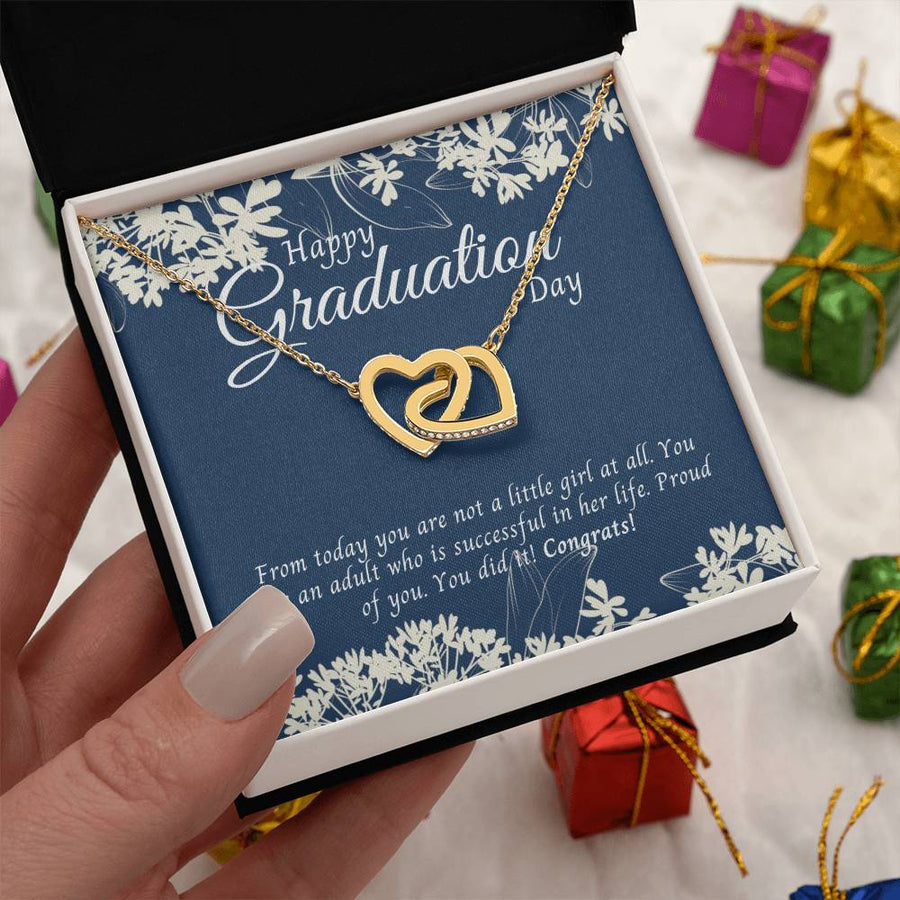 You Did It! So Proud of My Successful Daughter 18K Rose Gold Interlocking Hearts Necklace Jewelry Graduation Gift from Mom