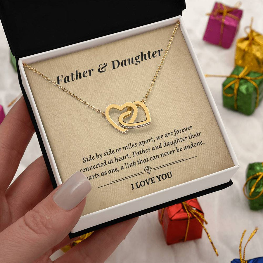 Forever Connected at Heart 18K Rose Gold Interlocking Hearts Necklace Jewelry Special Gift for Daughter Birthday from Dad