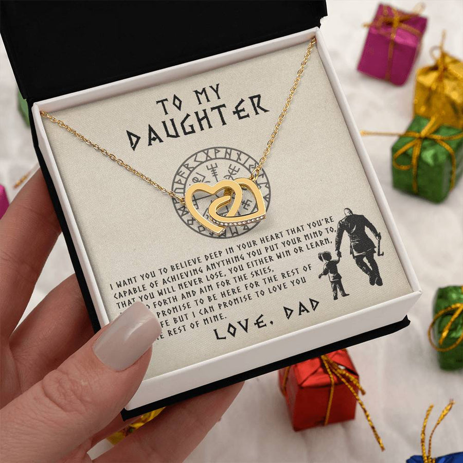 You Will Never Lose You Either Win Or Learn 18K Rose Gold Interlocking Hearts Necklace Jewelry Beautiful Gift for Daughter Birthday