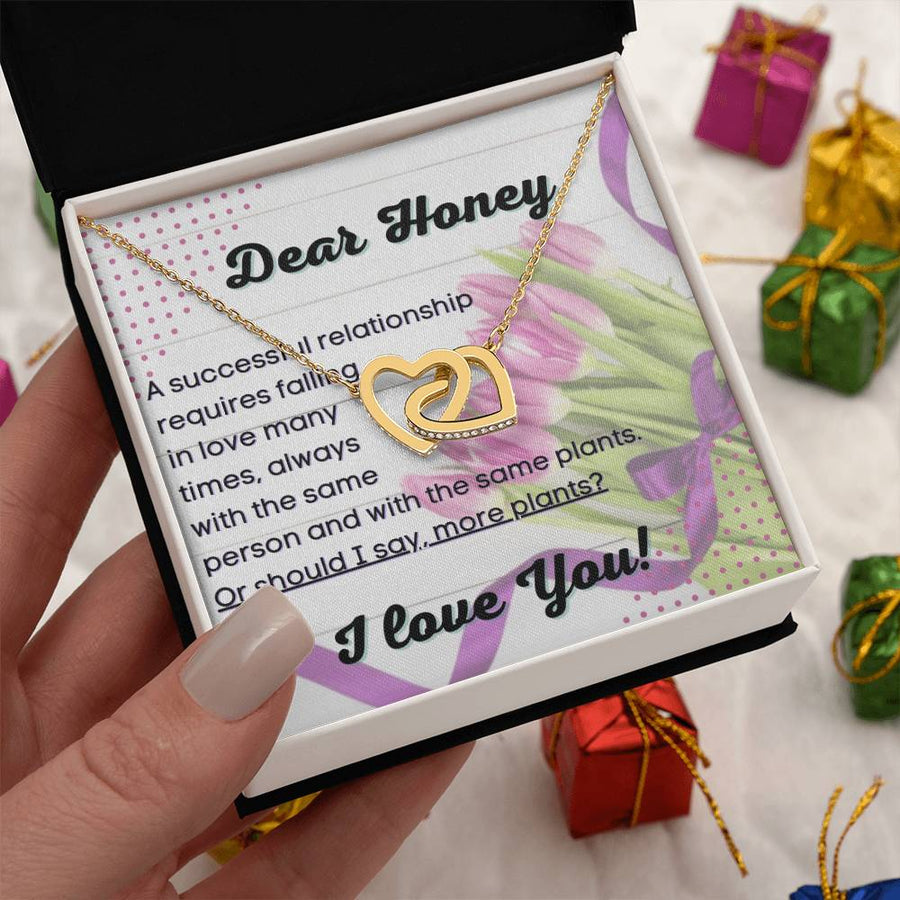 Falling In Love Many Times Always With The Same Person 18K Interlocking Hearts Necklace Jewelry Special Gift for Wife Anniversary