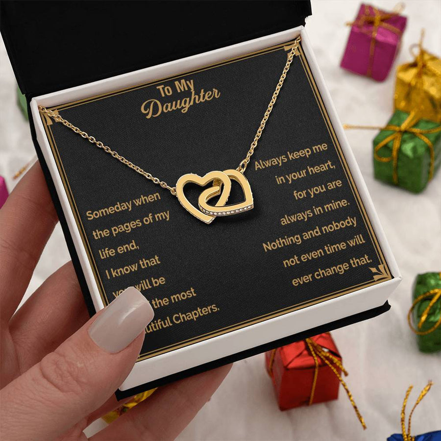 You Will Be One Of The Most Beautiful Chapters 18K Rose Gold Interlocking Hearts Necklace Jewelry – Beautiful Birthday Gift for Daughter from Mom