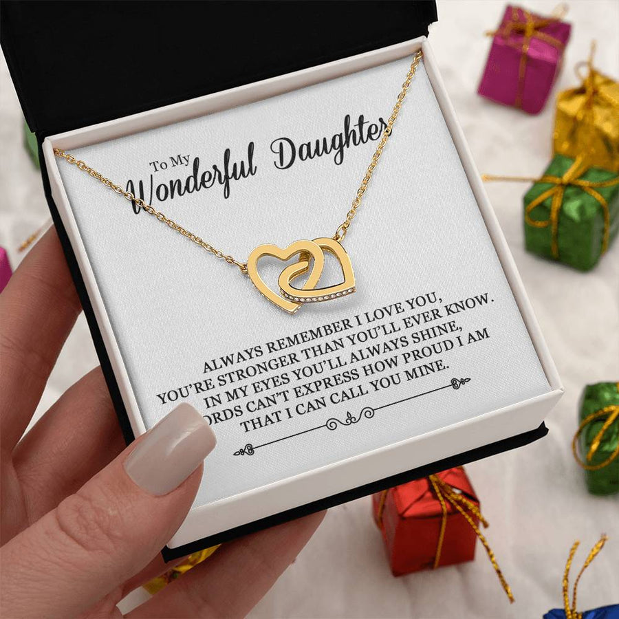 Words Can’t Express How Proud I Am 18K Rose Gold Interlocking Hearts Necklace Jewelry Perfect Gift for Daughter Birthday