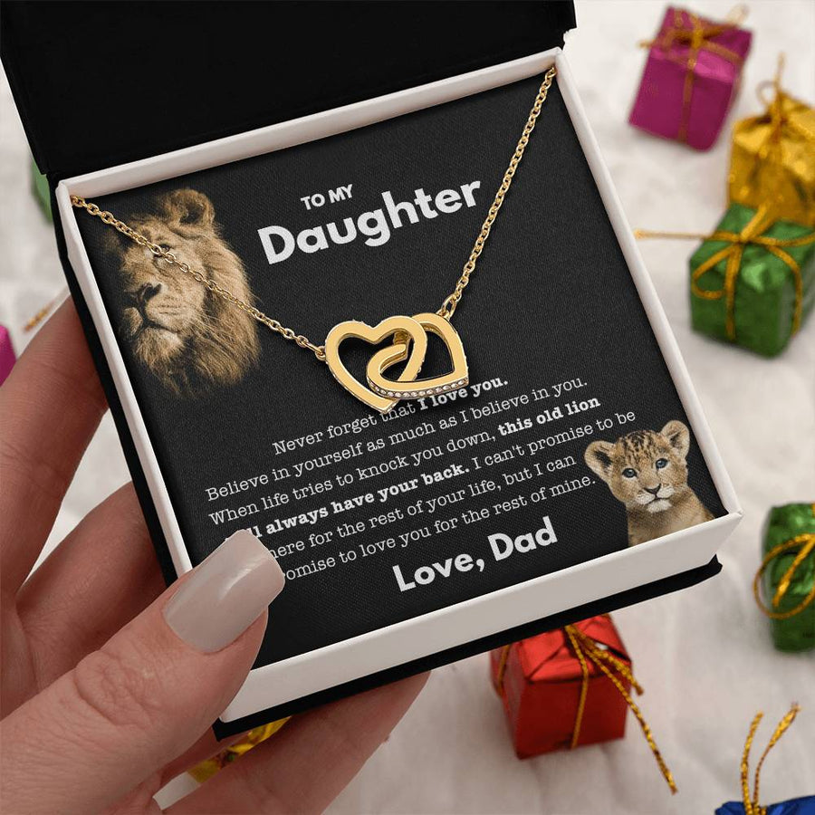 Promise To Love You For The Rest Of Mine 18K Rose Gold Interlocking Hearts Necklace Jewelry Perfect Gift for Daughter Birthday from Dad