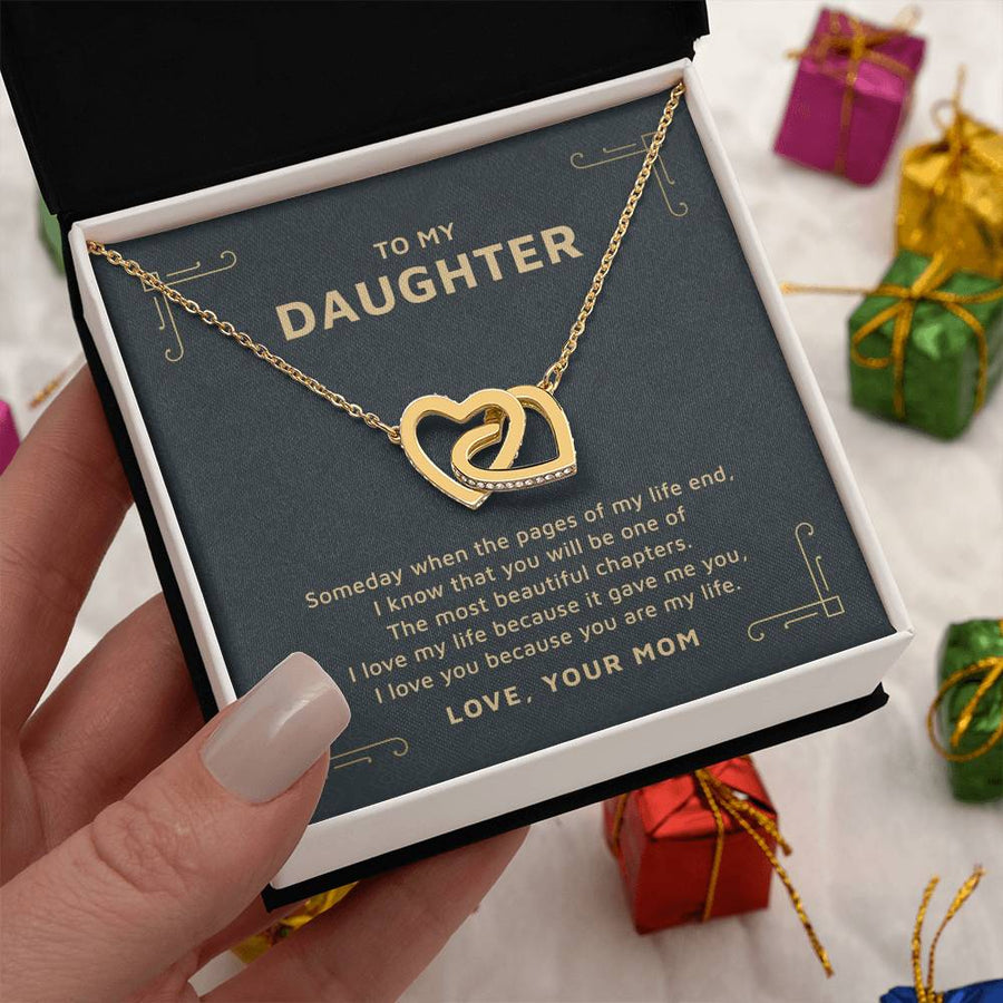 Because It Gave Me You 18K Rose Gold Interlocking Hearts Necklace Jewelry Beautiful Gift for Daughter Birthday from Mom