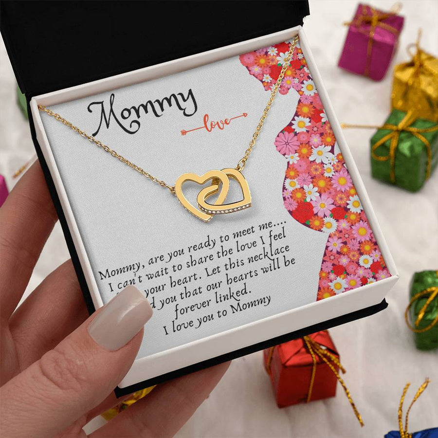 Share the Love I Feel From Your Heart 18K Rose Gold Interlocking Hearts Necklace Jewelry Special Gift for Expecting Mom Birthday