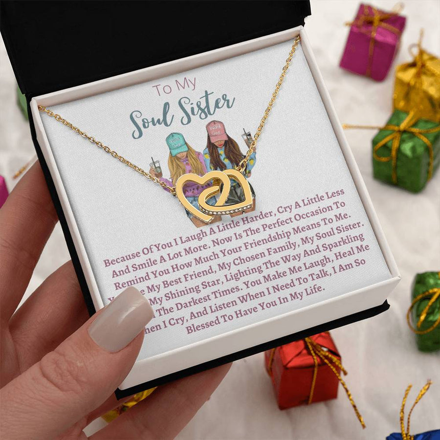 I Am So Blessed to Have You in My Life 18K Rose Gold Interlocking Hearts Necklace Jewelry Perfect Gift for Soul Sister Birthday