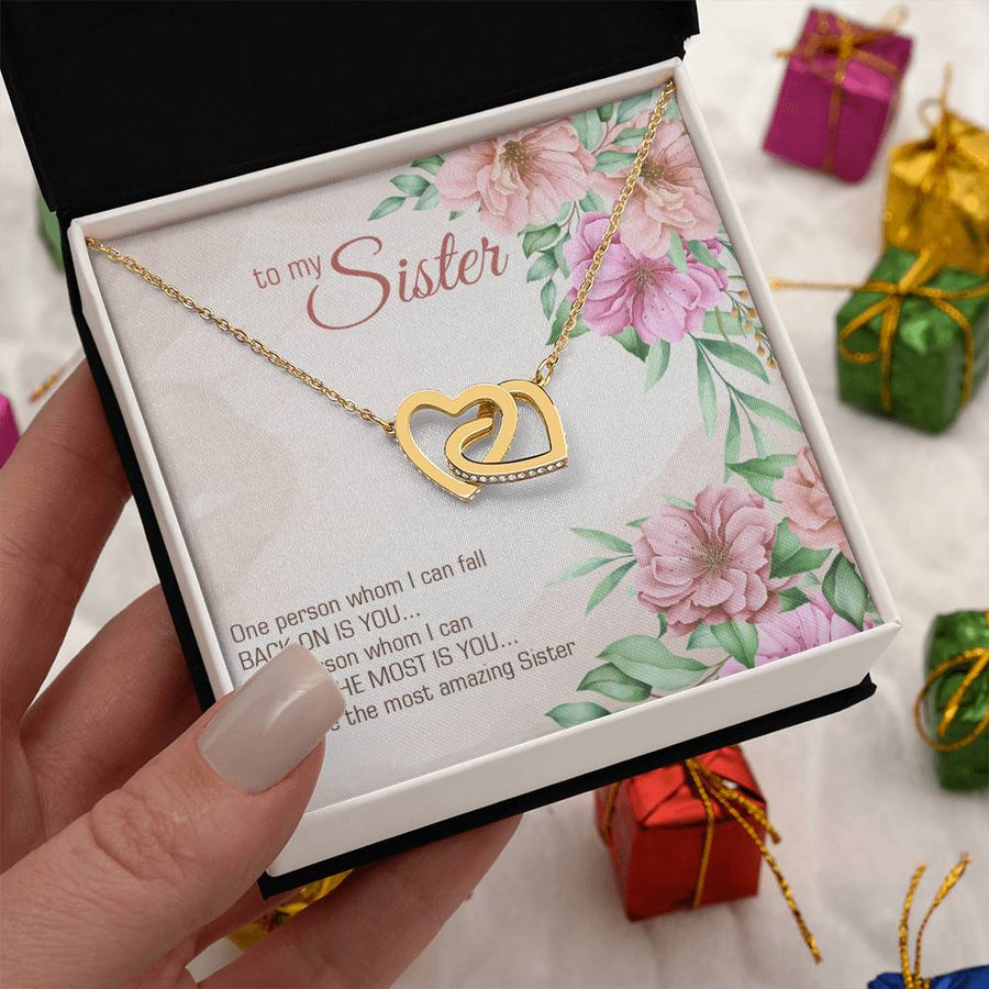 You Are The Most Amazing Sister 18K Rose Gold Interlocking Hearts Necklace Jewelry Unique Birthday Gift for Sister