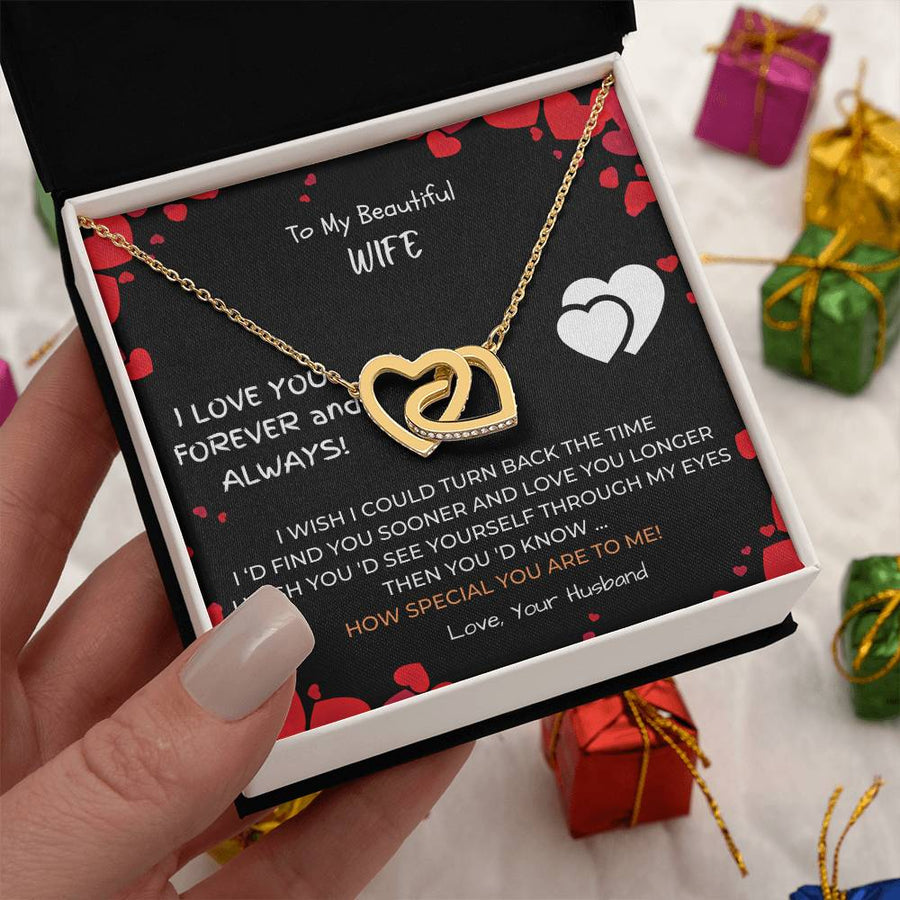 How Special You Are to Me 18K Rose Gold Interlocking Hearts Necklace Jewelry Romantic Gift for Wife Anniversary from Husband