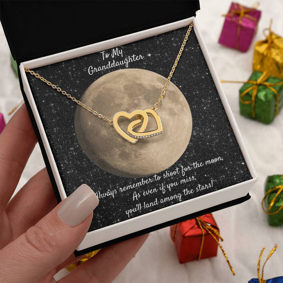 You’ll Land Among The Stars 18K Rose Gold Interlocking Hearts Necklace Jewelry – Special Gift for Granddaughter from Grandma