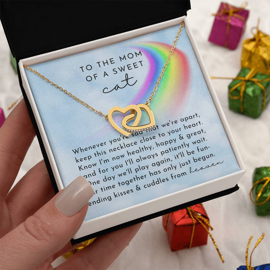 Our Time Together Has Only Just Begun 18K Rose Gold Interlocking Hearts Necklace Jewelry Rainbow Bridge Cat Memorial Gift