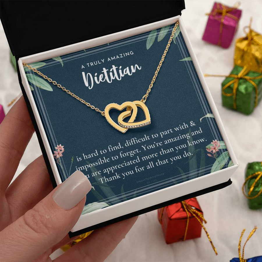 All That You Do Every Day 18K Rose Gold Interlocking Hearts Necklace Jewelry Beautiful Gift for Dietitian Birthday